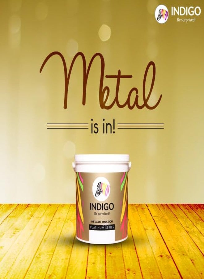 Indigo Metallic Emulsion Platinum Series - Sparkling Metallic Texture Wall Paint | Water-Based | Anti-Fungal & Algae Resistant | Interior & Exterior Use | 1 L 24k Gold - Image 2